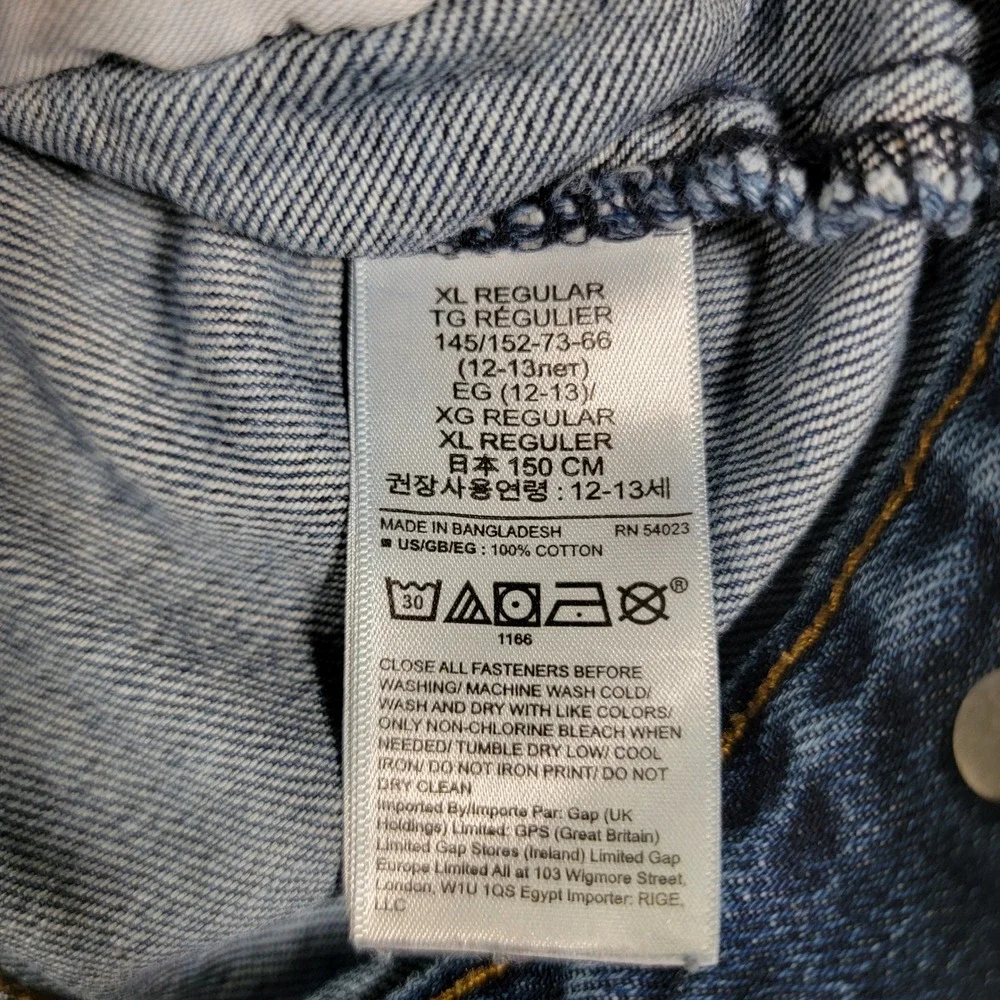 Gap Kids XL 12-13 Regular Medium Wash Denim Trucker Jacket 491331-00 Blue Cotton